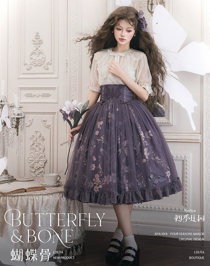 【受注予約11/19まで】Butterfly and Bone プリントスカート