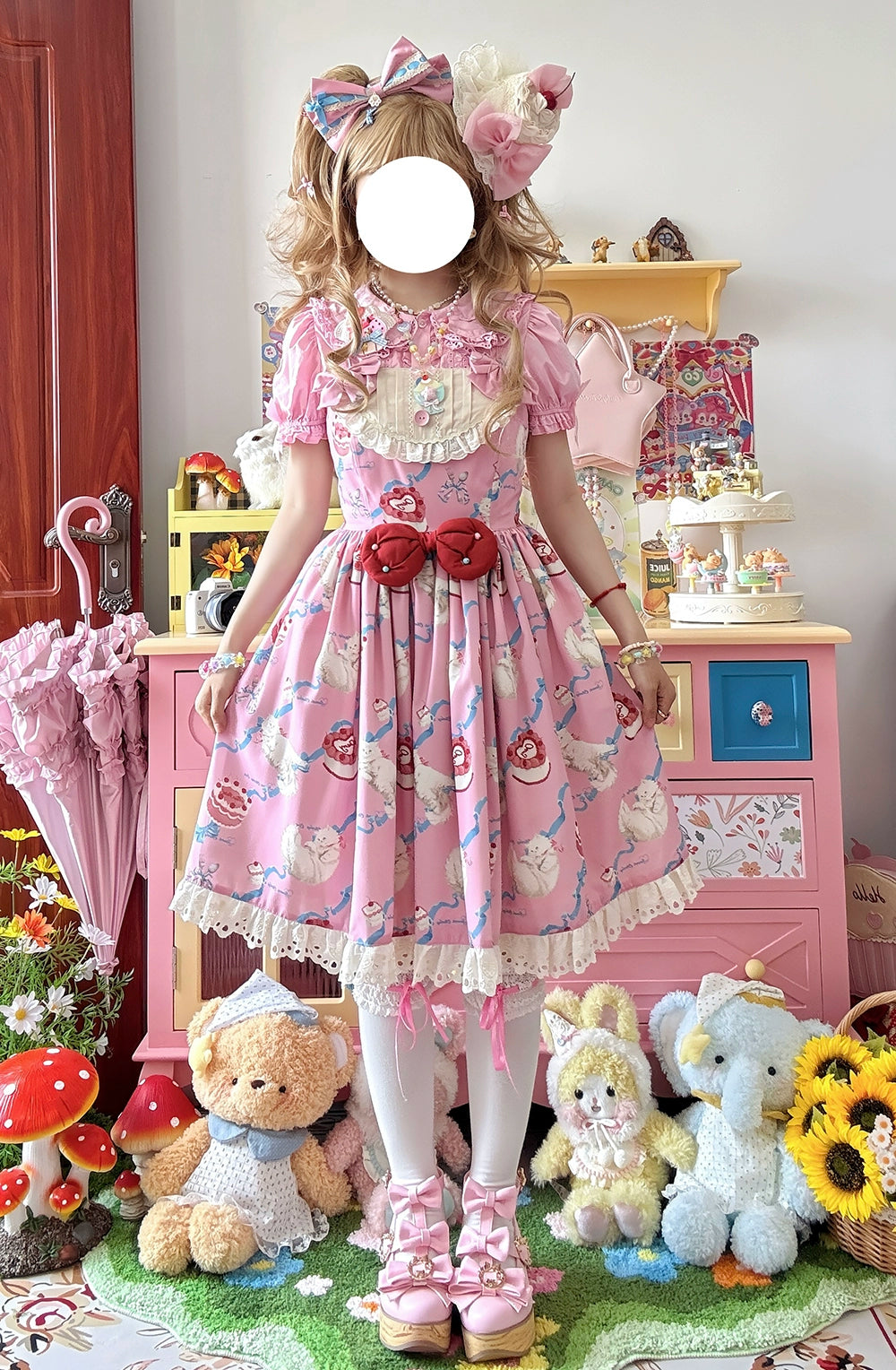 【予約販売】Sweet Cherry Cat ビブスジャンパースカート