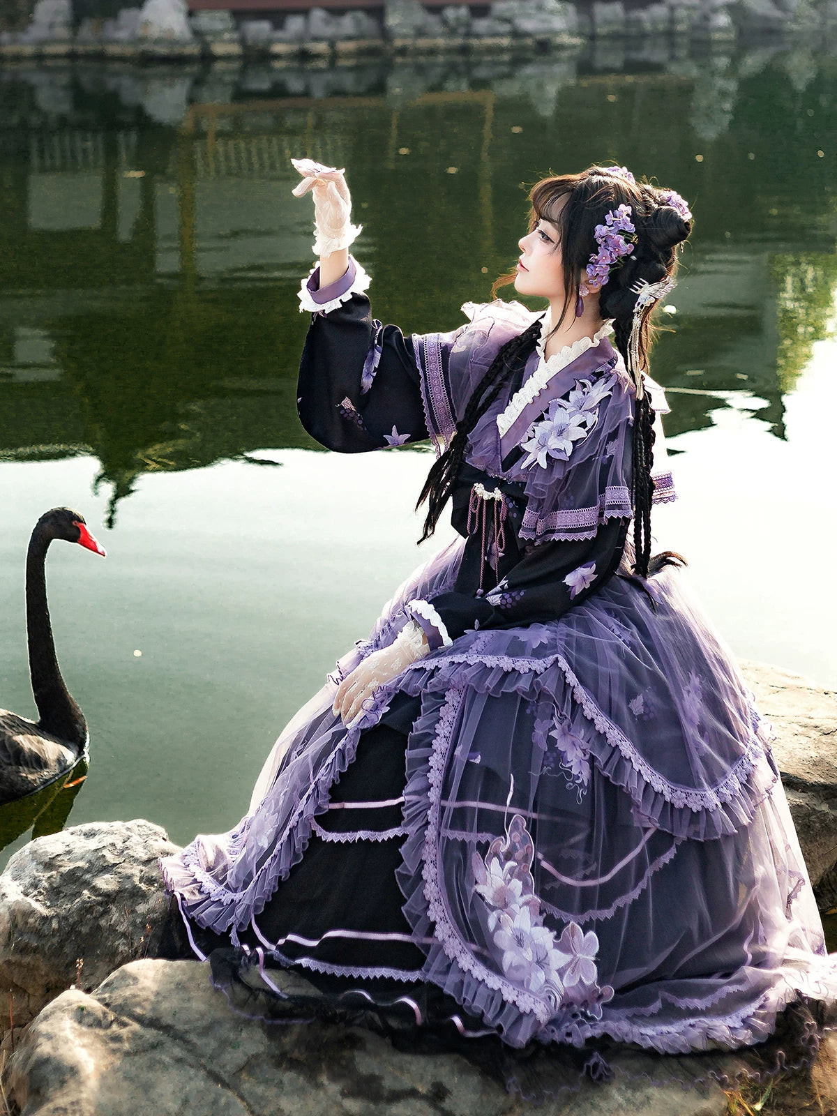 Purple Silk Lily 華ロリドレスセット