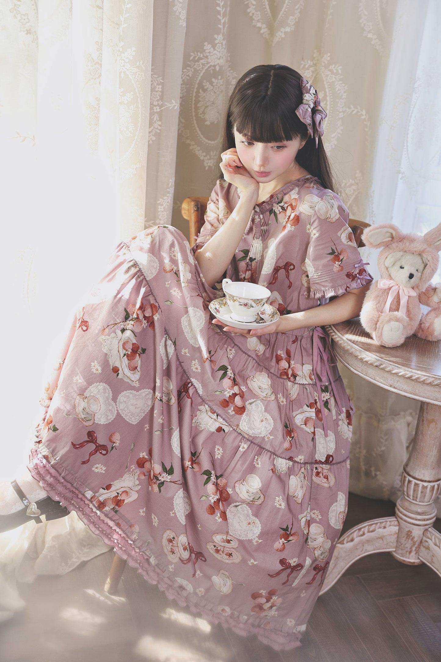 【受注予約1/22まで】Litchi Tea プリントワンピース