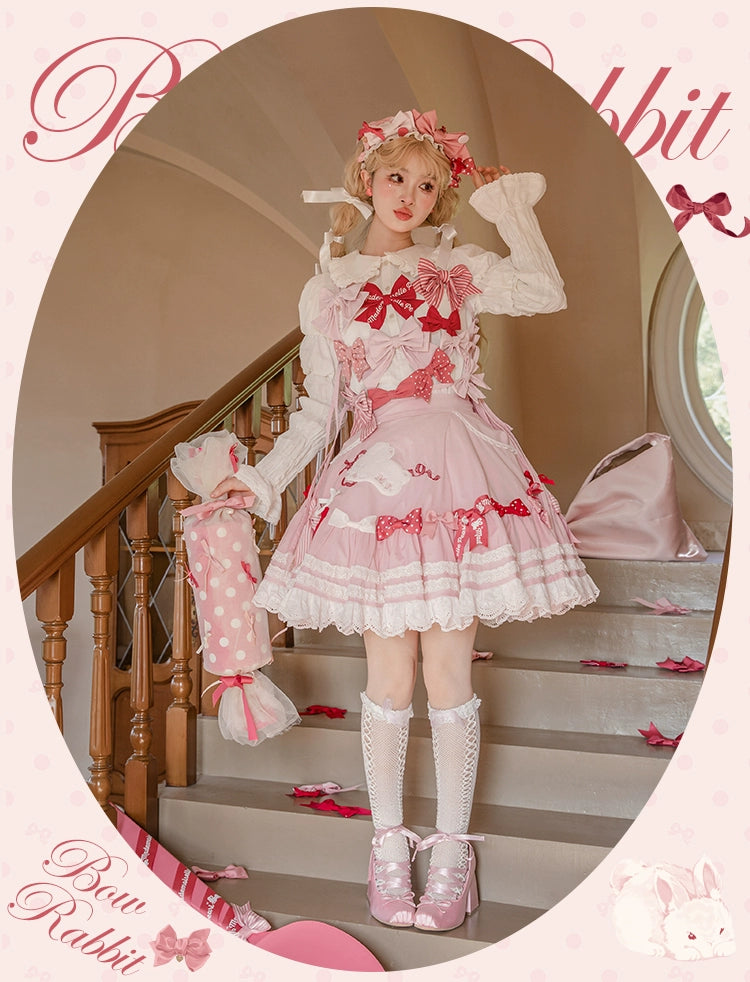 【受注予約6/11まで】Bow Rabbit リボンのサスペンダースカート