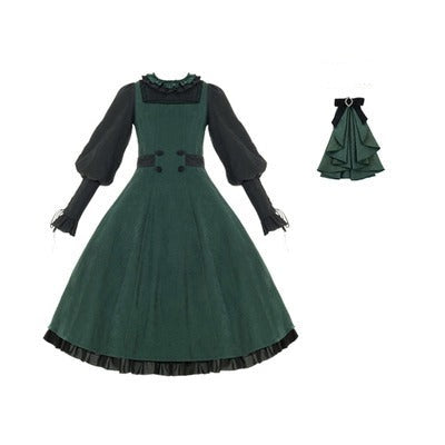 Pharmacy Apprentice Witch Long Sleeve Dress and Cape with Ribbon Tie
