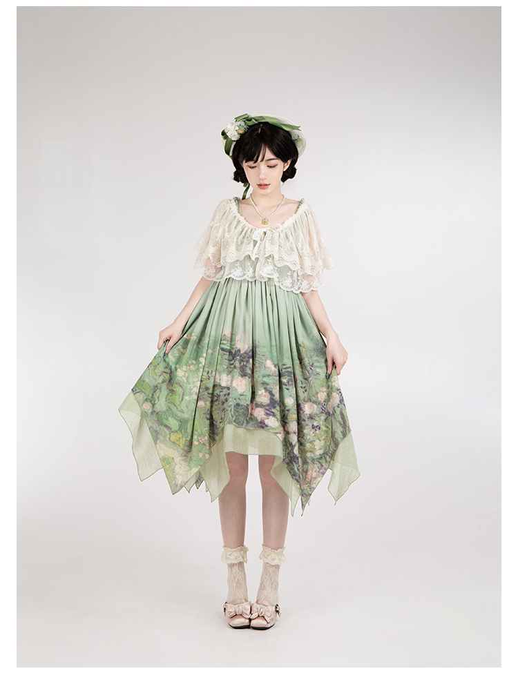 薔薇庭園 油絵プリントジャンパースカート 単品＆セット