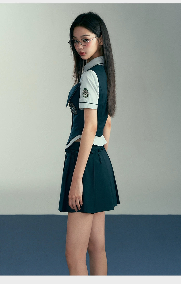 [Pre-order] Hogwarts School of Witchcraft and Wizardry Lined Waist Shaved Short Sleeve Blouse