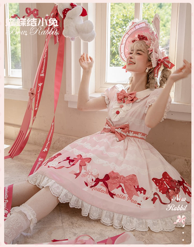 【受注予約6/11まで】Bow Rabbit プリントワンピース