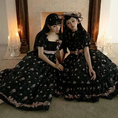 Roses Bouquet スタンドカラーフリルワンピース