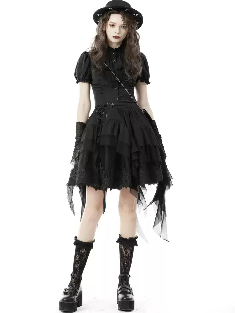 【Dark in Love】フリル×パフスリーブ ゴシックブラウス | Dark Doll