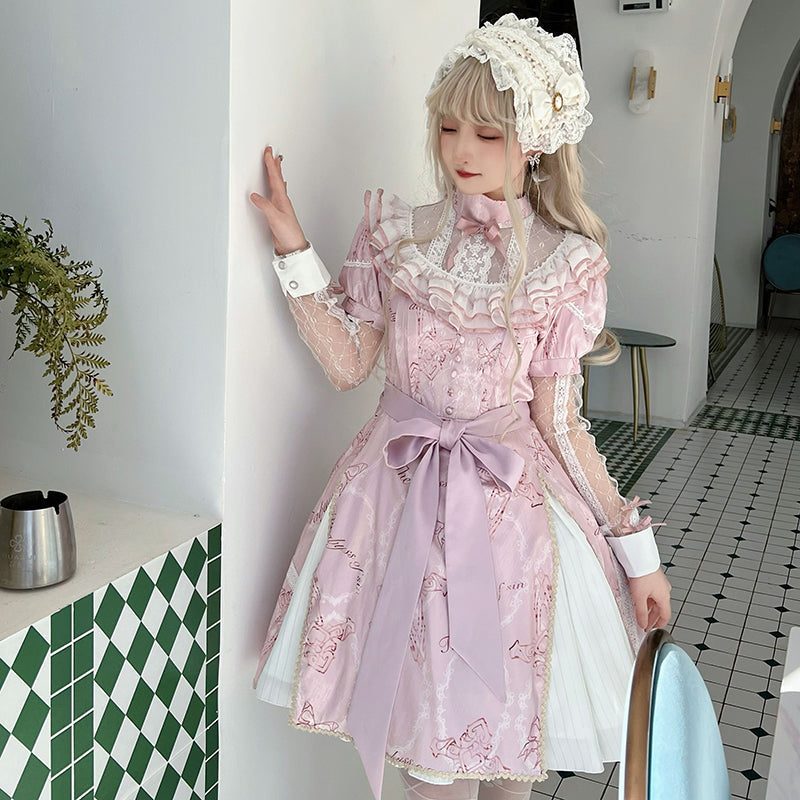 White Cross リボンゴシック長袖ワンピース