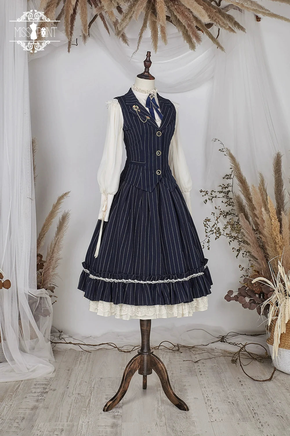 【予約販売】英国クラシカルロリィタ 縦縞ハイウエストスカート