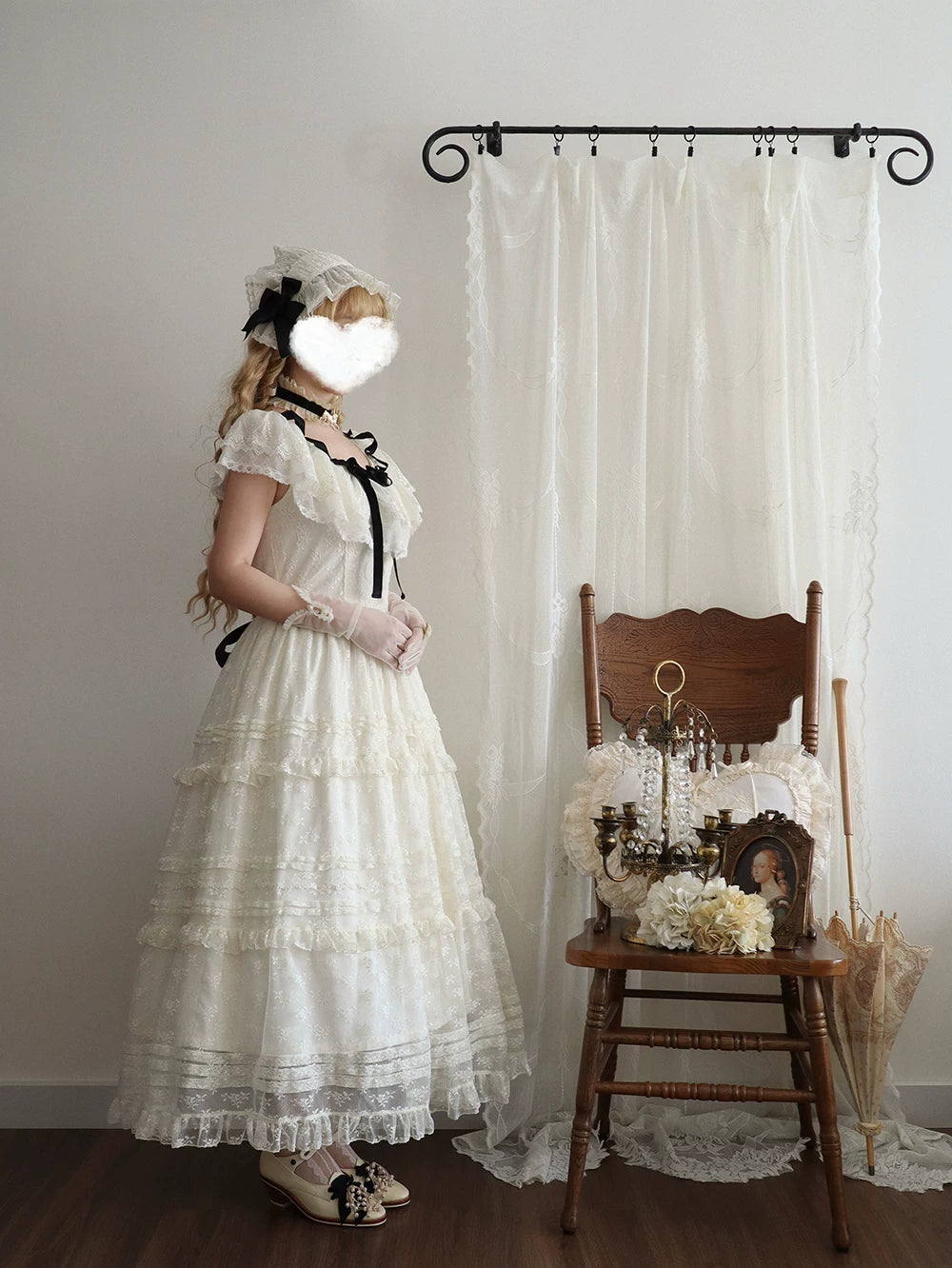 【受注予約10/13まで】Dream Lace ショールレースジャンパースカート