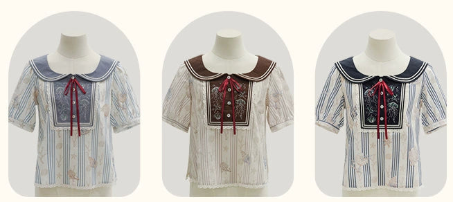 【受注予約5/13まで】Go To the Sea セーラーカラー半袖トップス