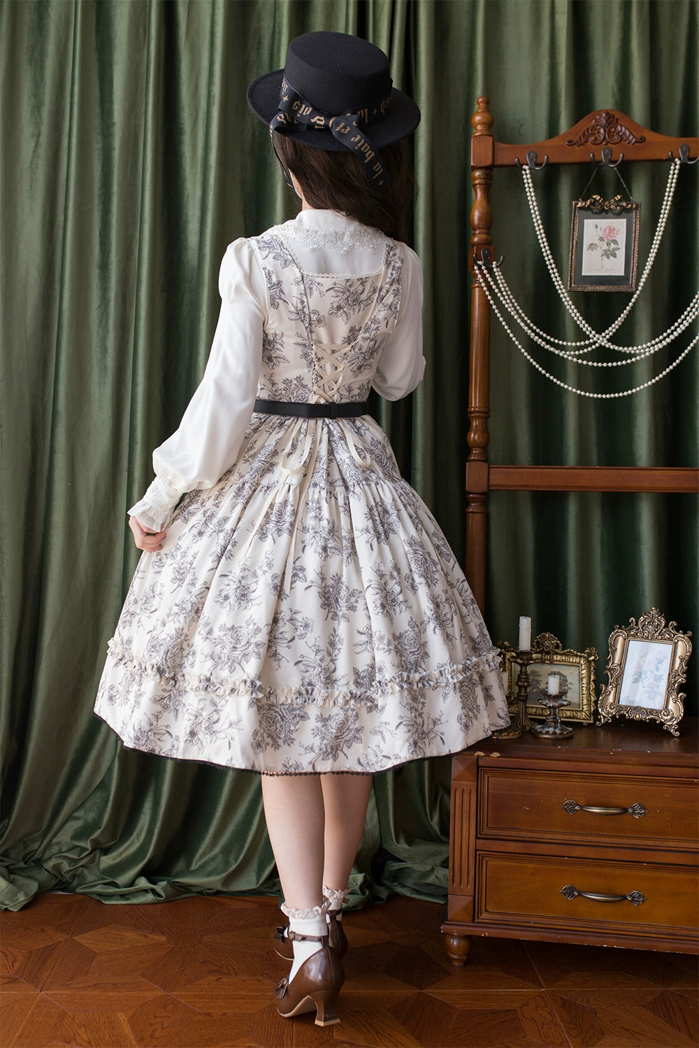 【予約販売】Sketch Wild Rose ジャンパースカート プリントタイプ
