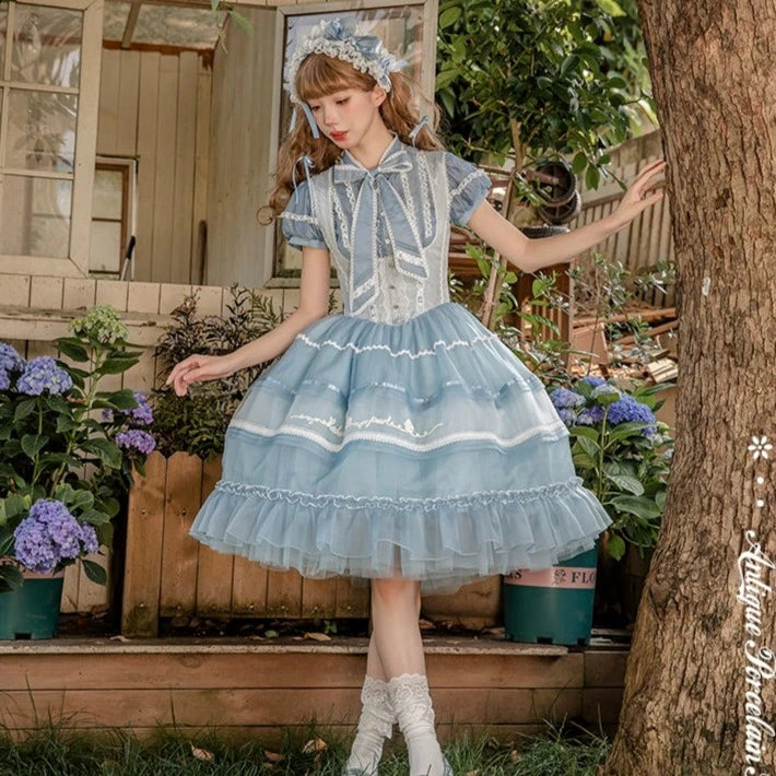 [Pre-orders available until 7/8] Antique Porcelain Plates Corset Jumper Skirt