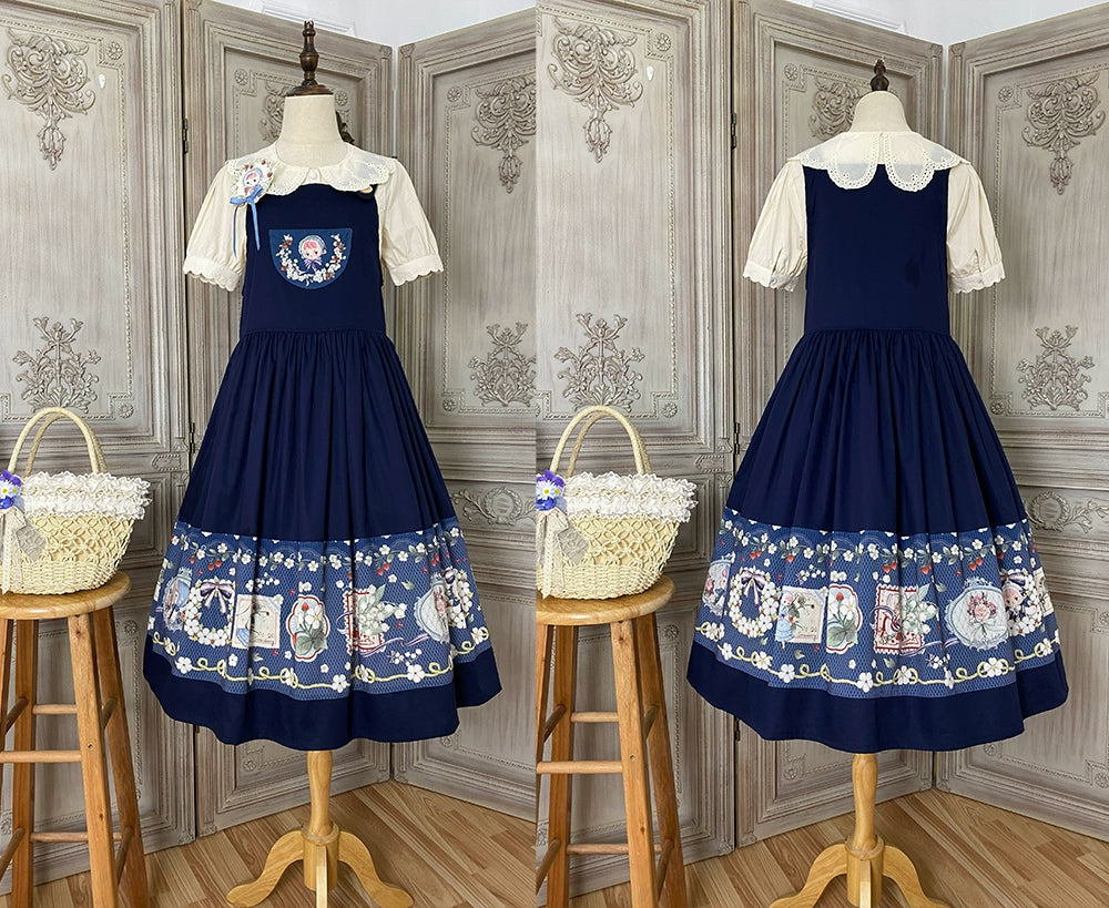 【予約販売】Sweetie Sheep プリントサスペンダースカート