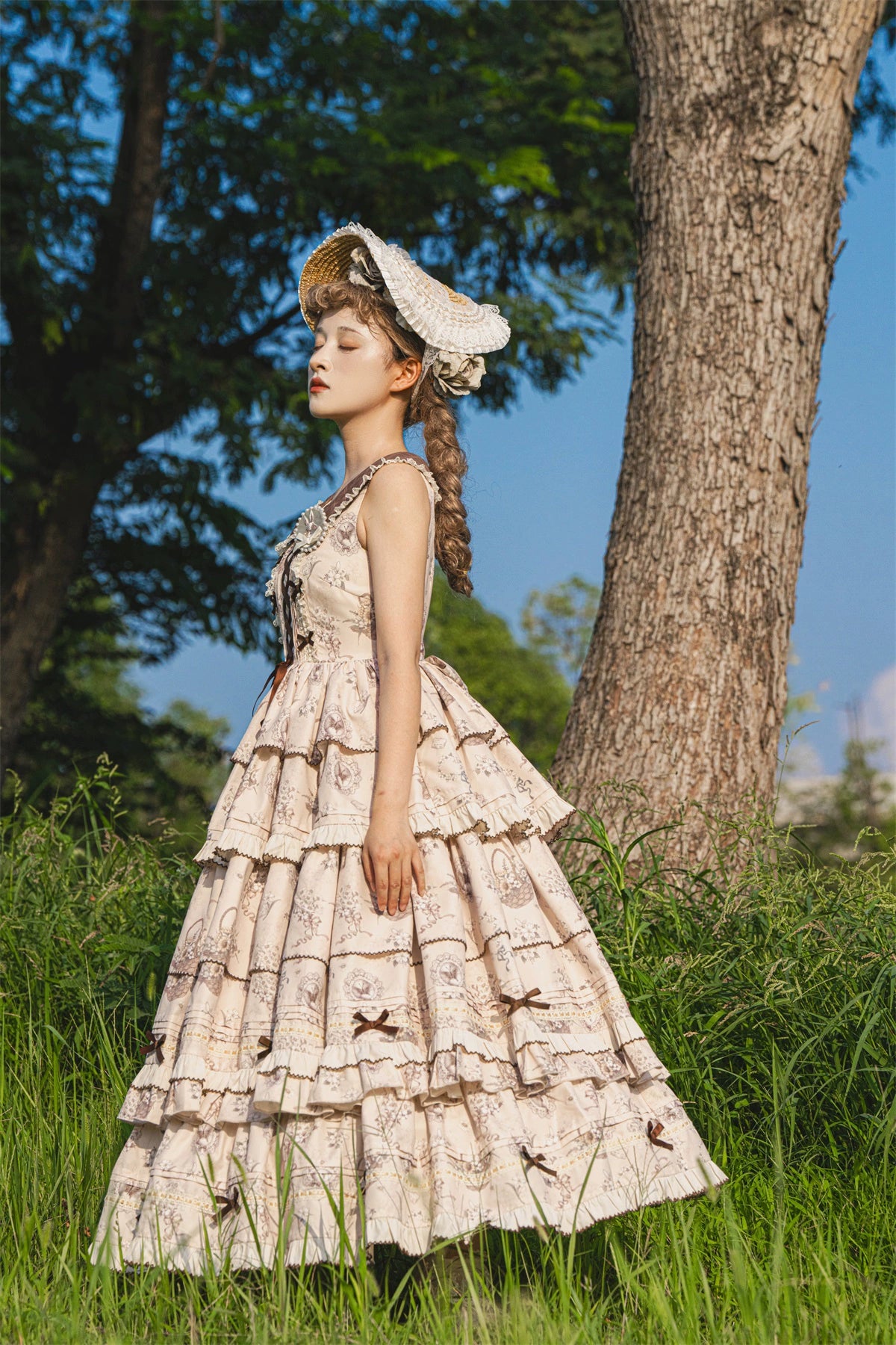 Flower Basket Country style jumper skirt and cardigan