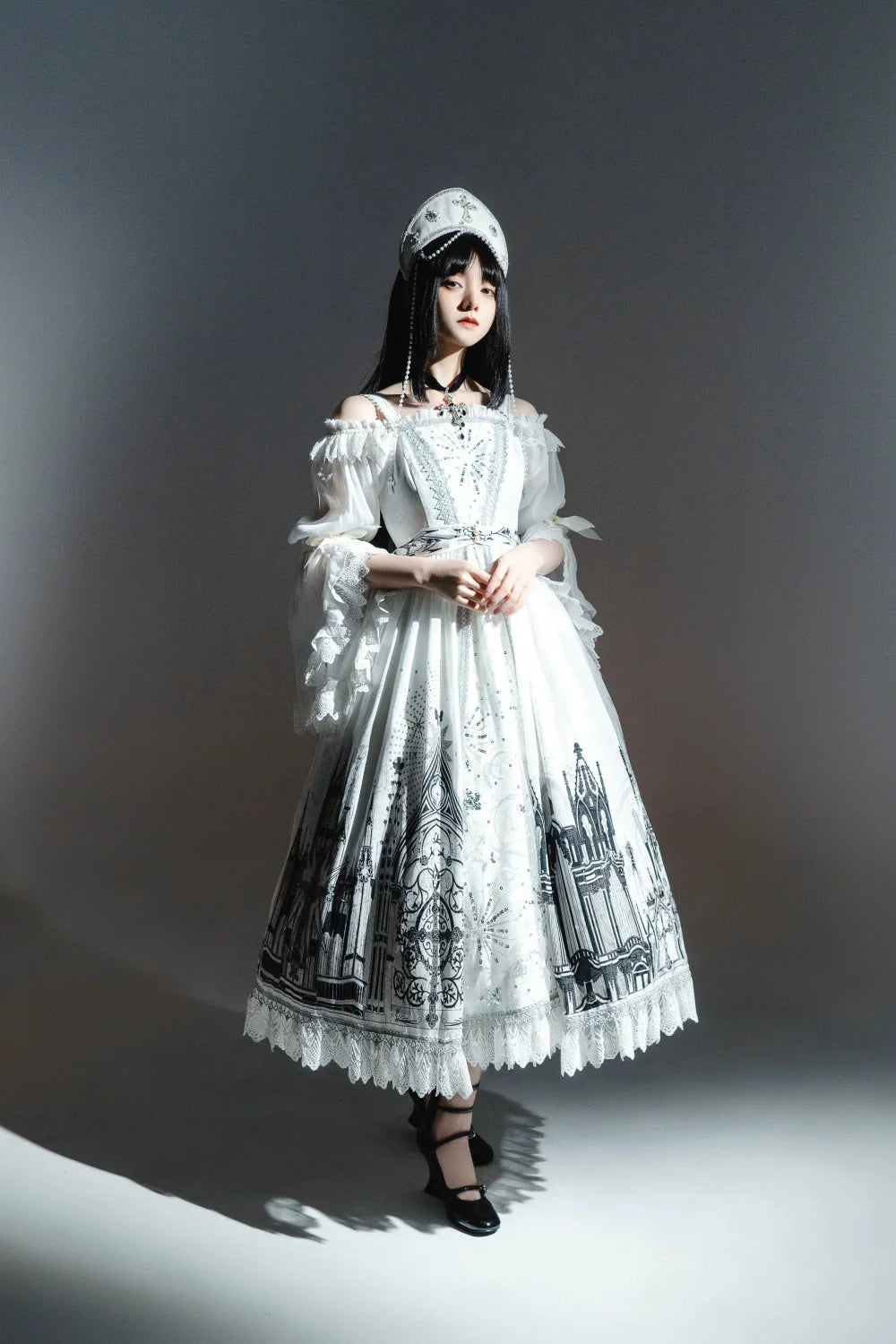[Sale period ended] Sanctuary Goth Lolita Off Shoulder Princess Sleeve Blouse