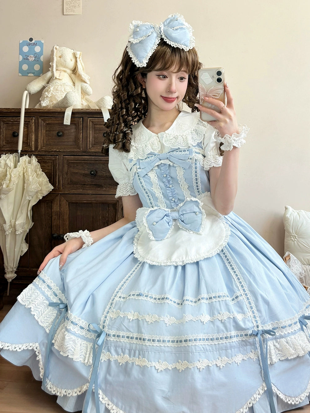 予約販売】Antique Petal Rabbit リボンジャンパースカート – ロリータ 予約販売】Antique Petal Rabbit リボンジャンパースカート – ロリータ