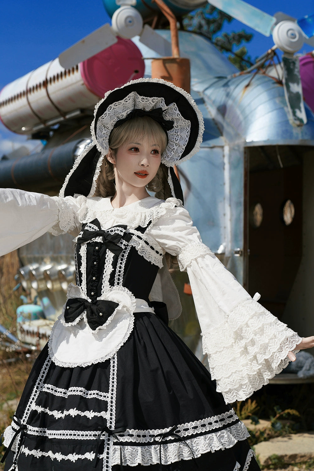 【予約販売】Antique Petal Rabbit うさ耳付き半袖ブラウス