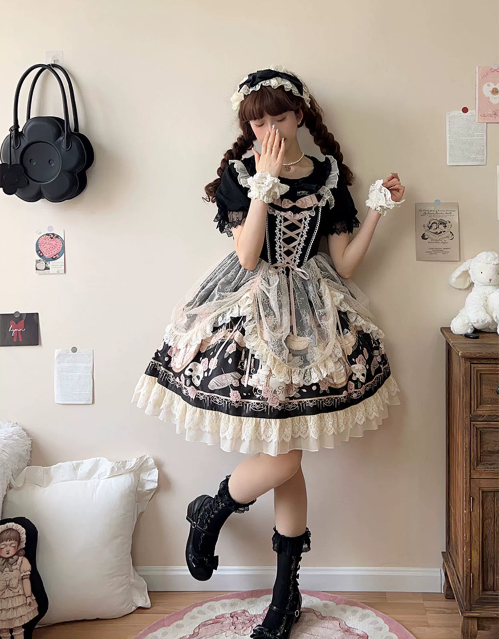 【予約販売】プロローグ 薔薇とフリルのジャンパースカート