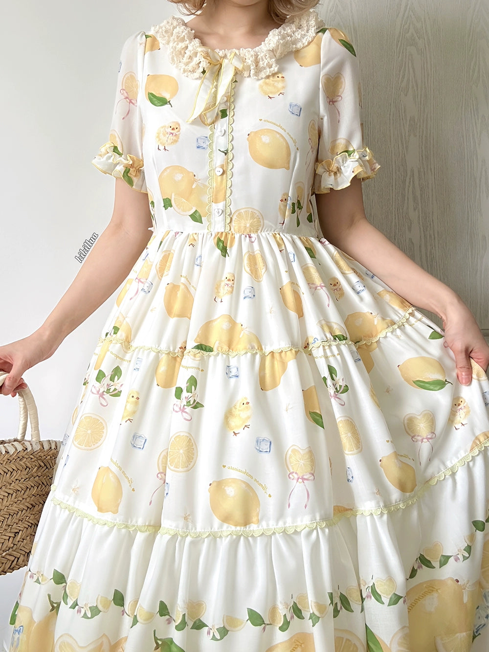 【予約販売】Lemon Sweetie プリント半袖ワンピース・デイリータイプ