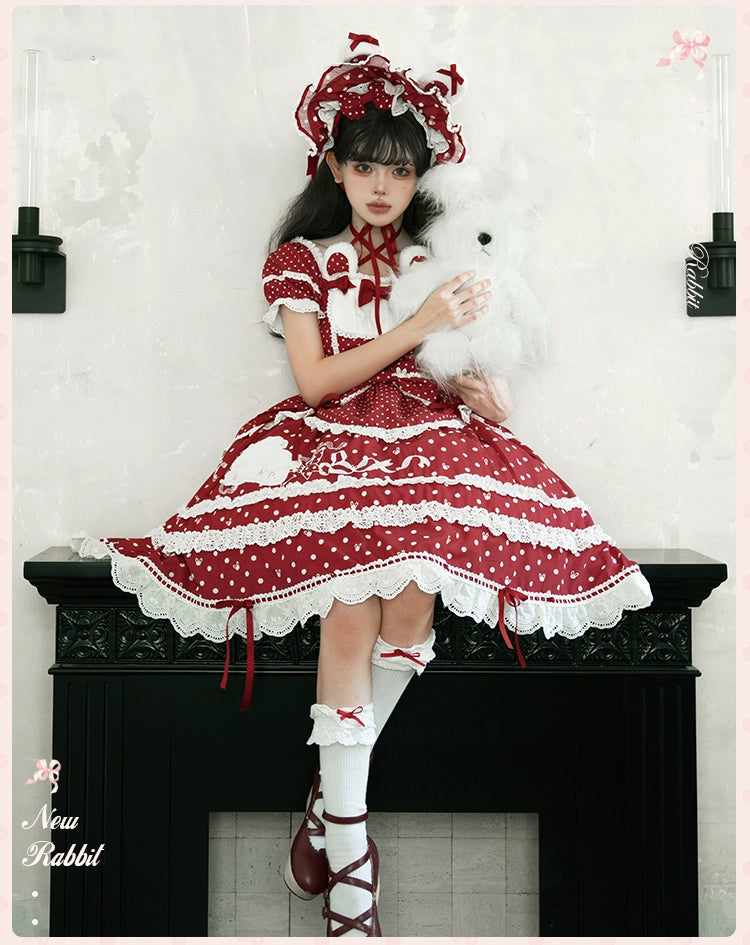 【受注予約6/11まで】Bow Rabbit 水玉ワンピース・全5色