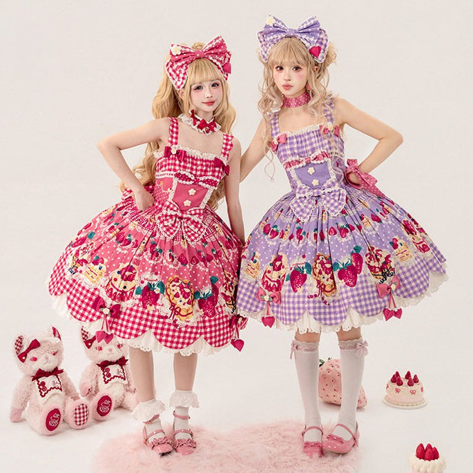 【受注予約8/26まで】Strawberry Cake Guide プリントジャンパースカート ・新色