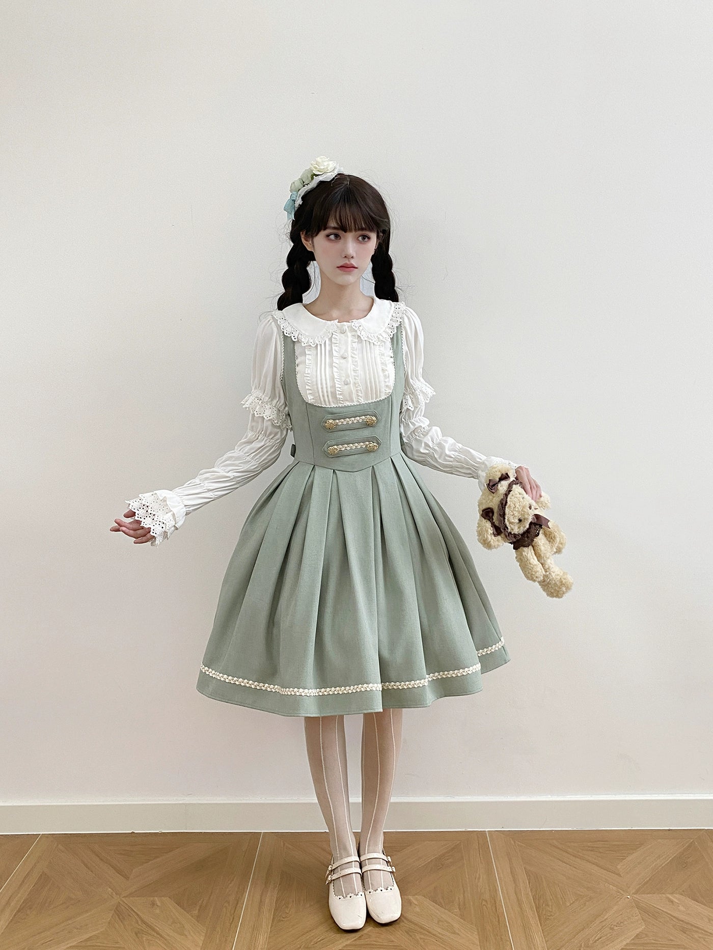 [Pre-orders available until 9/29] Bright Moon Corset Jumper Skirt, Plain Type [Light Green]