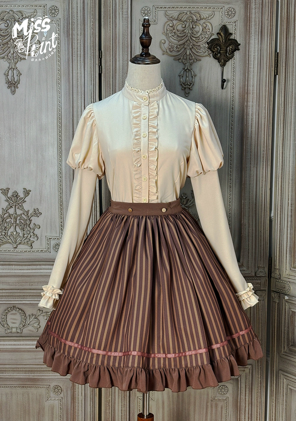 【予約販売】Classic Chocolat Stripe ストライプスカート・ショート丈