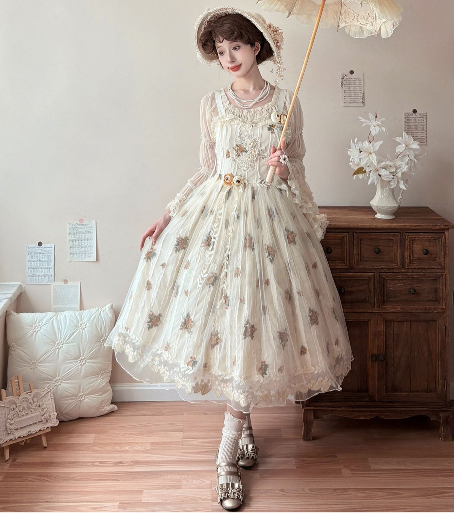 【受注予約8/27まで】Chloris 刺繍ジャンパースカート