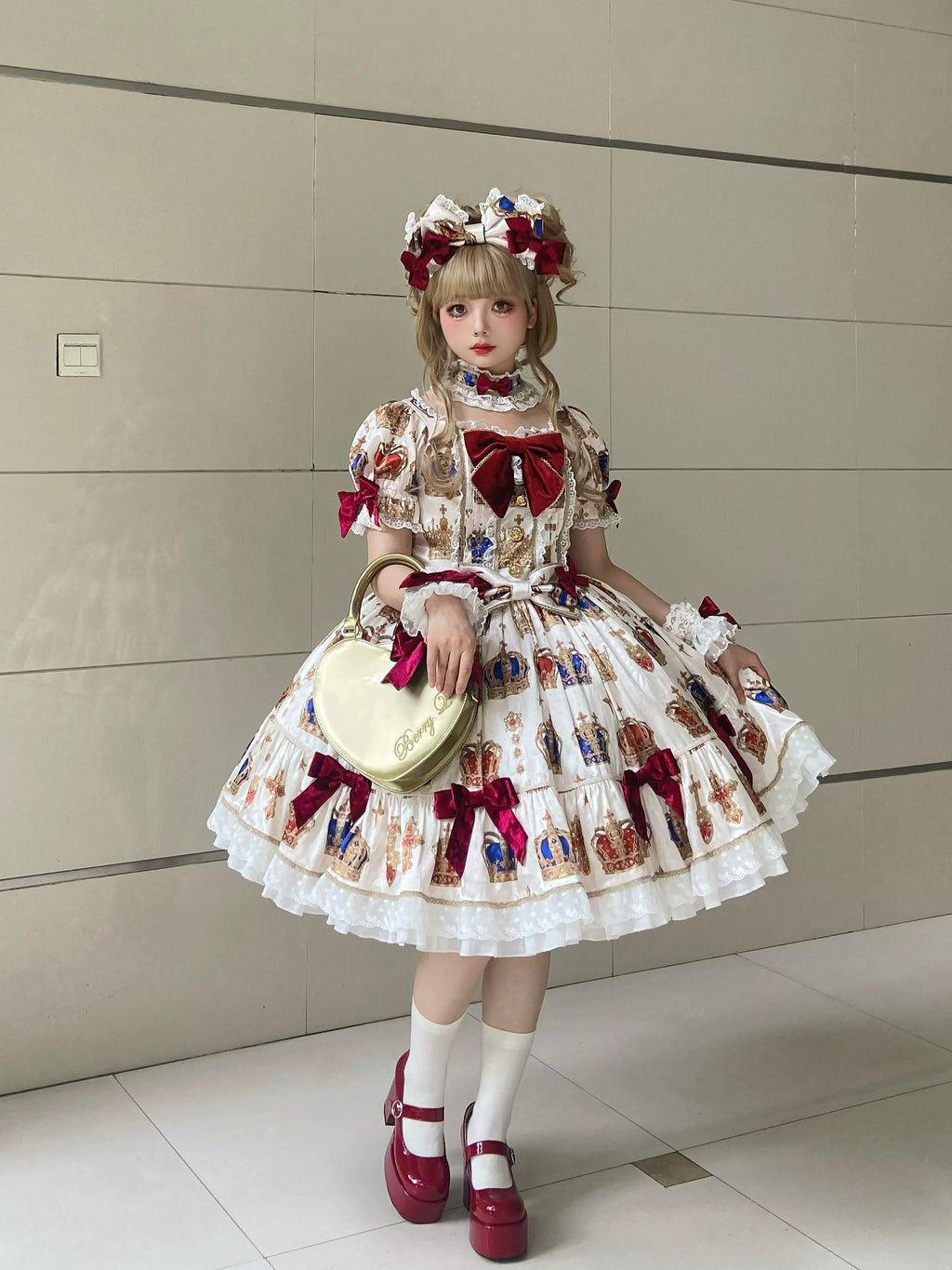 【再販・受注予約3/9まで】Star Crown ベルベットリボンのプリントワンピース