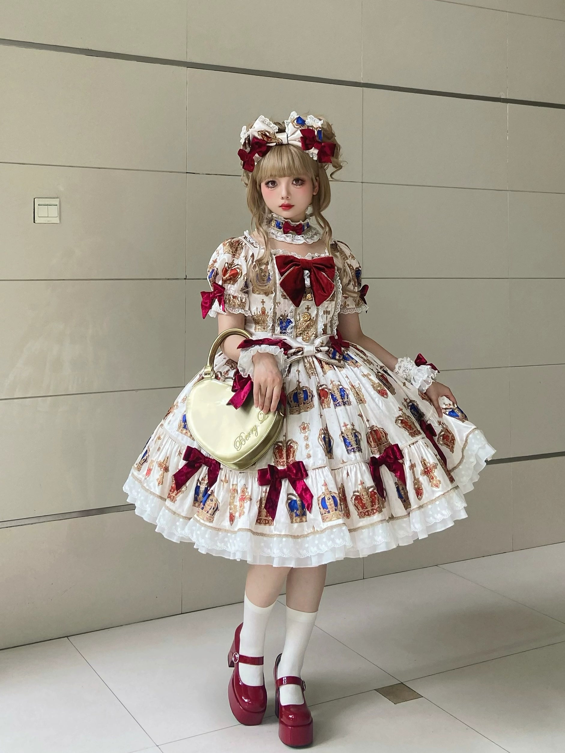 【再販・受注予約3/9まで】Star Crown ベルベットリボンのプリントワンピース