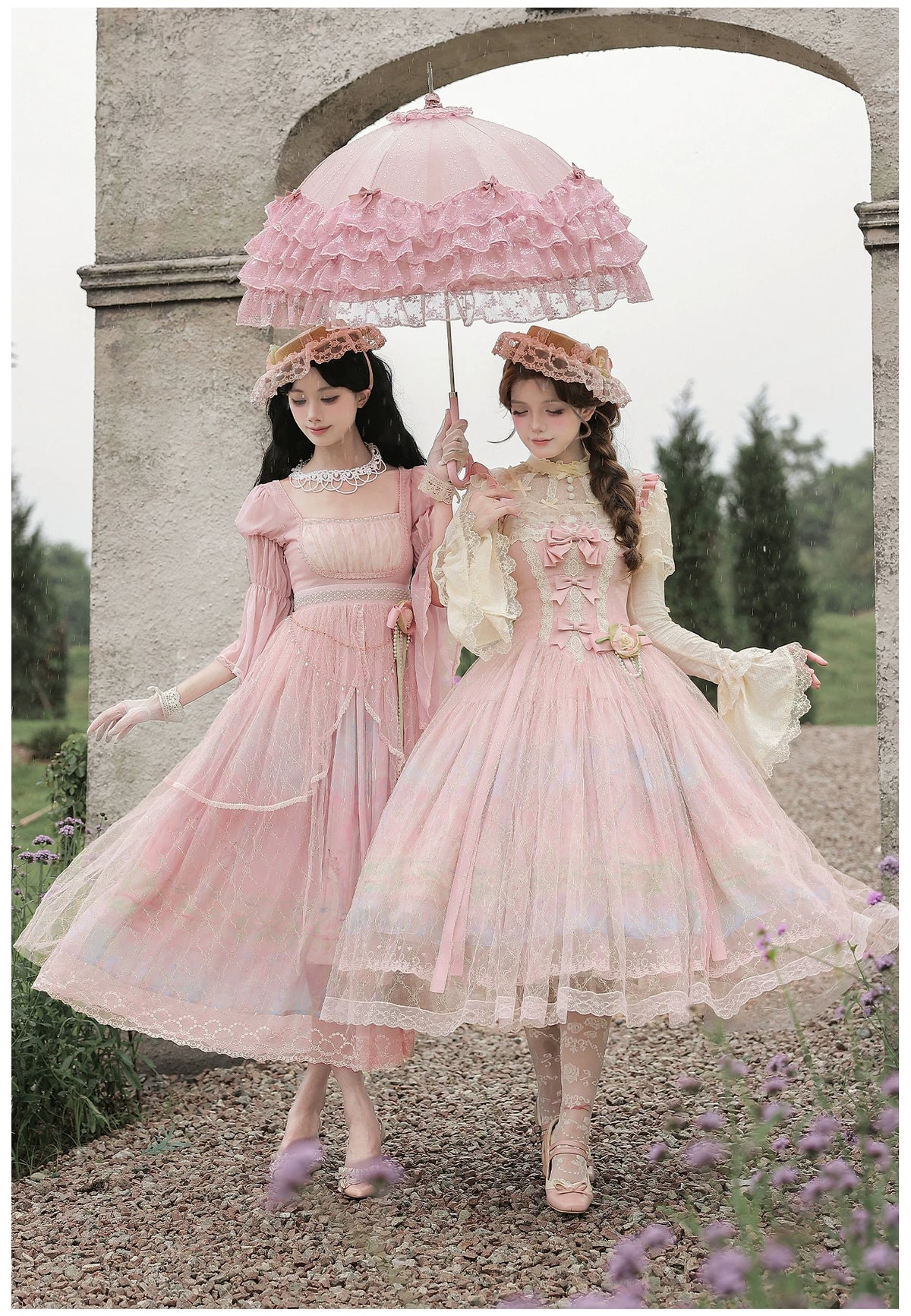 Spring in Giverny 油絵プリントジャンパースカート