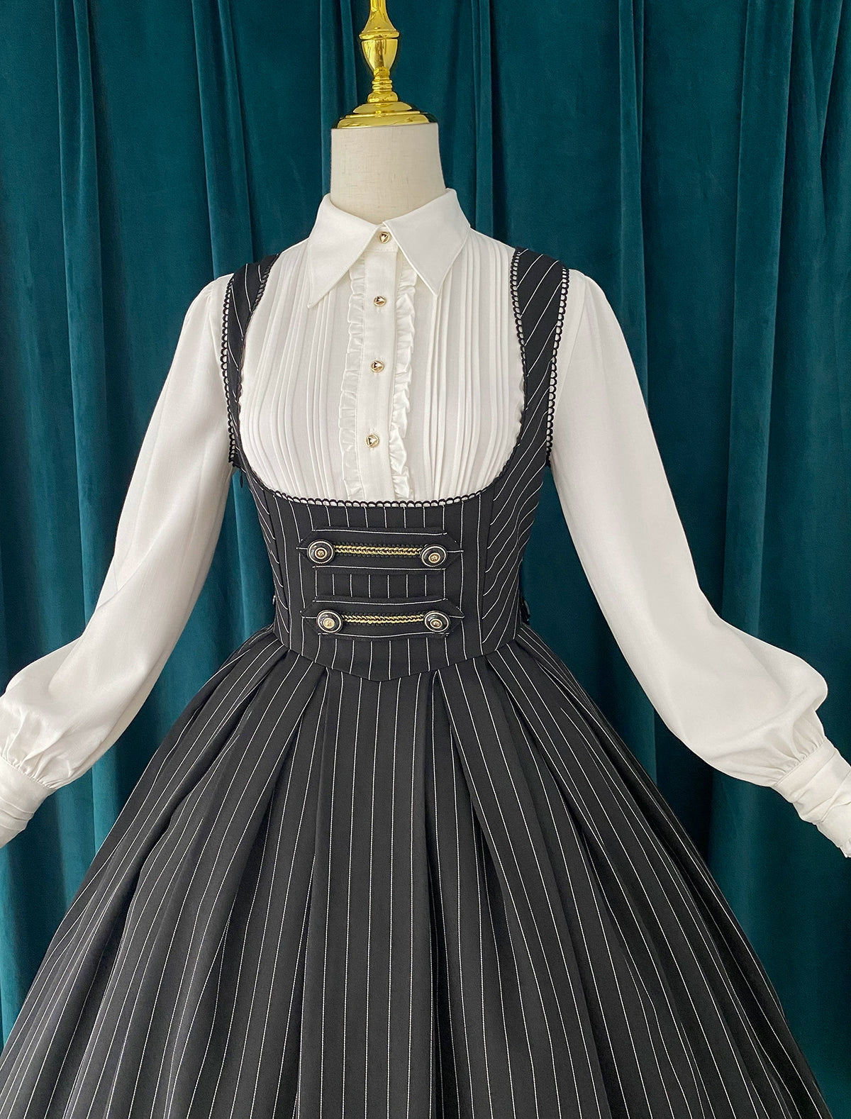 [Pre-orders available until 9/29] Bright Moon Corset Jumper Skirt Stripe [Black]