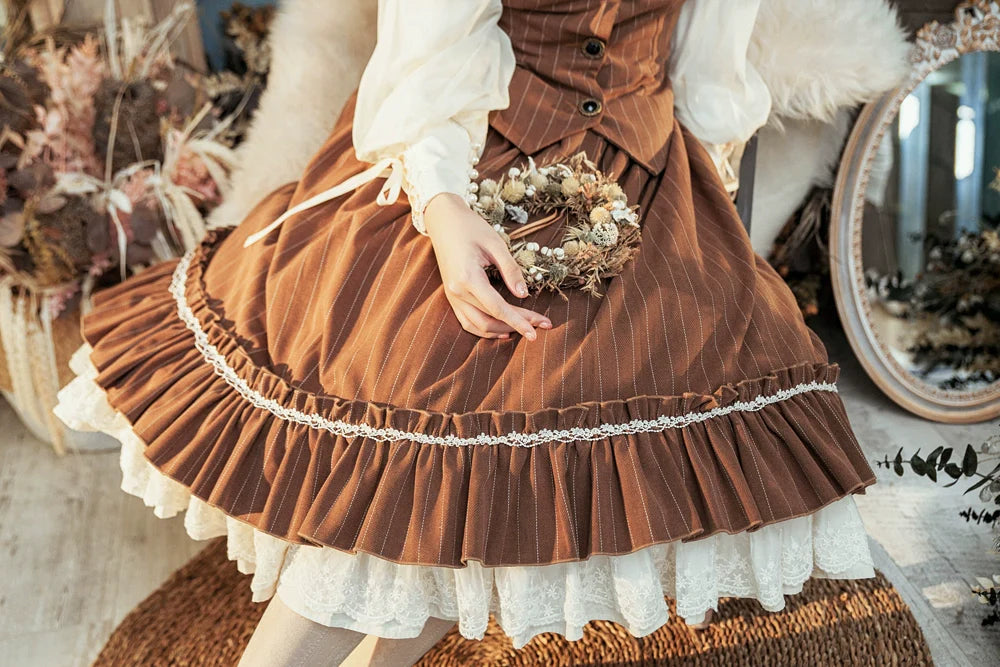 【予約販売】英国クラシカルロリィタ 縦縞ハイウエストスカート