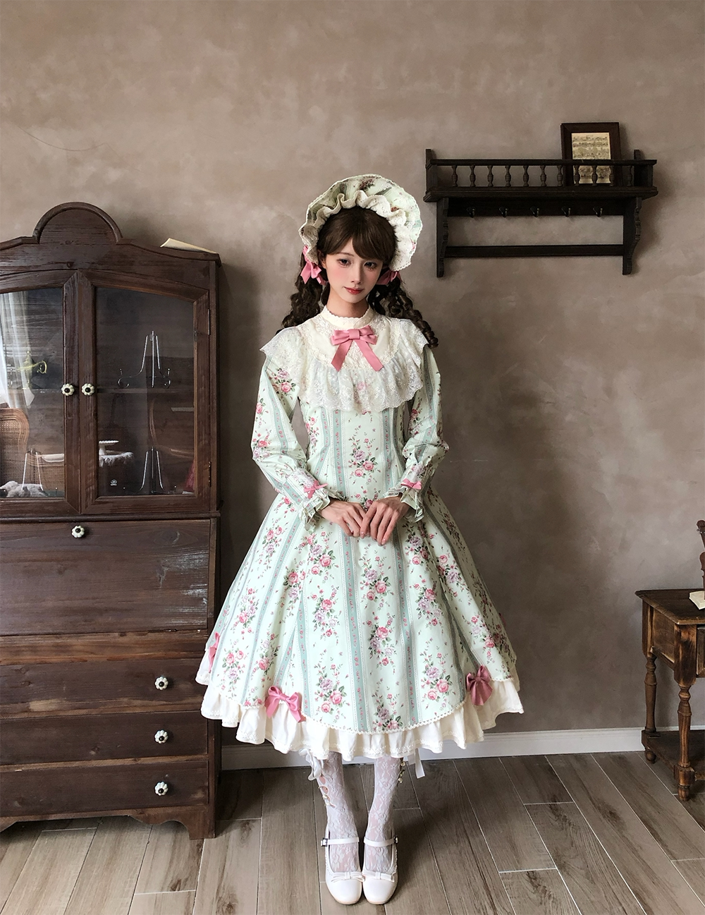 【受注予約10/20まで】Susan Garden クラシカル長袖ワンピース・ロング丈