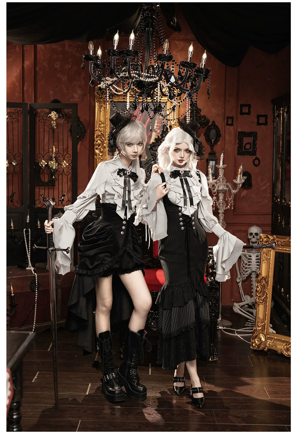 【予約販売】夜鴉 皇子系ゴシックブラウス＆パンツセット