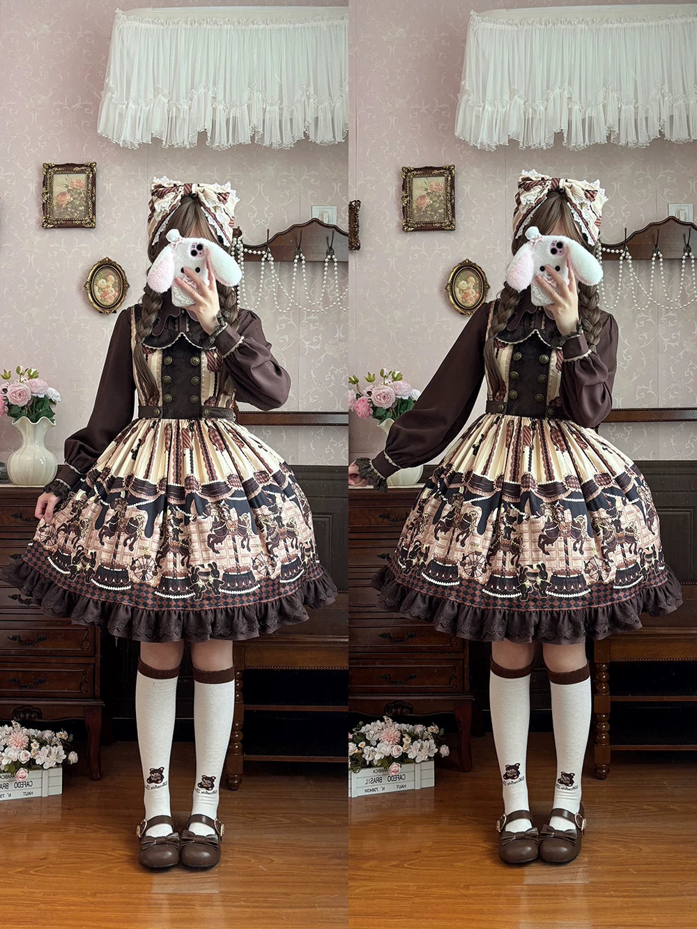 【予約販売】Chocolate Carousel プリントジャンパースカート