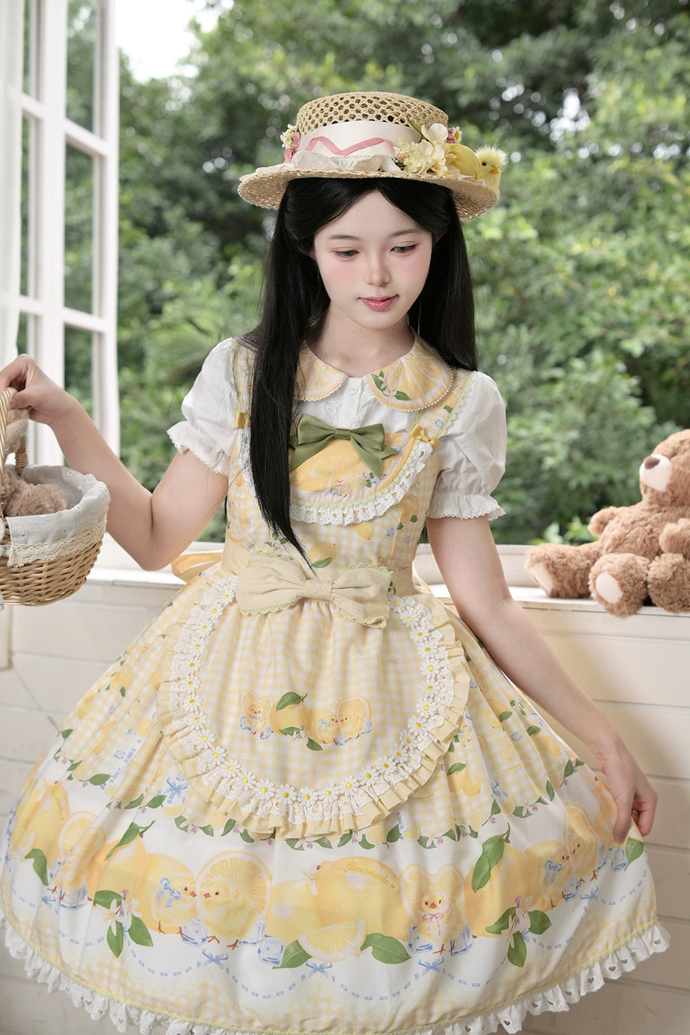 【予約販売】Lemon Sweetie プリントジャンパースカート・ミドル丈