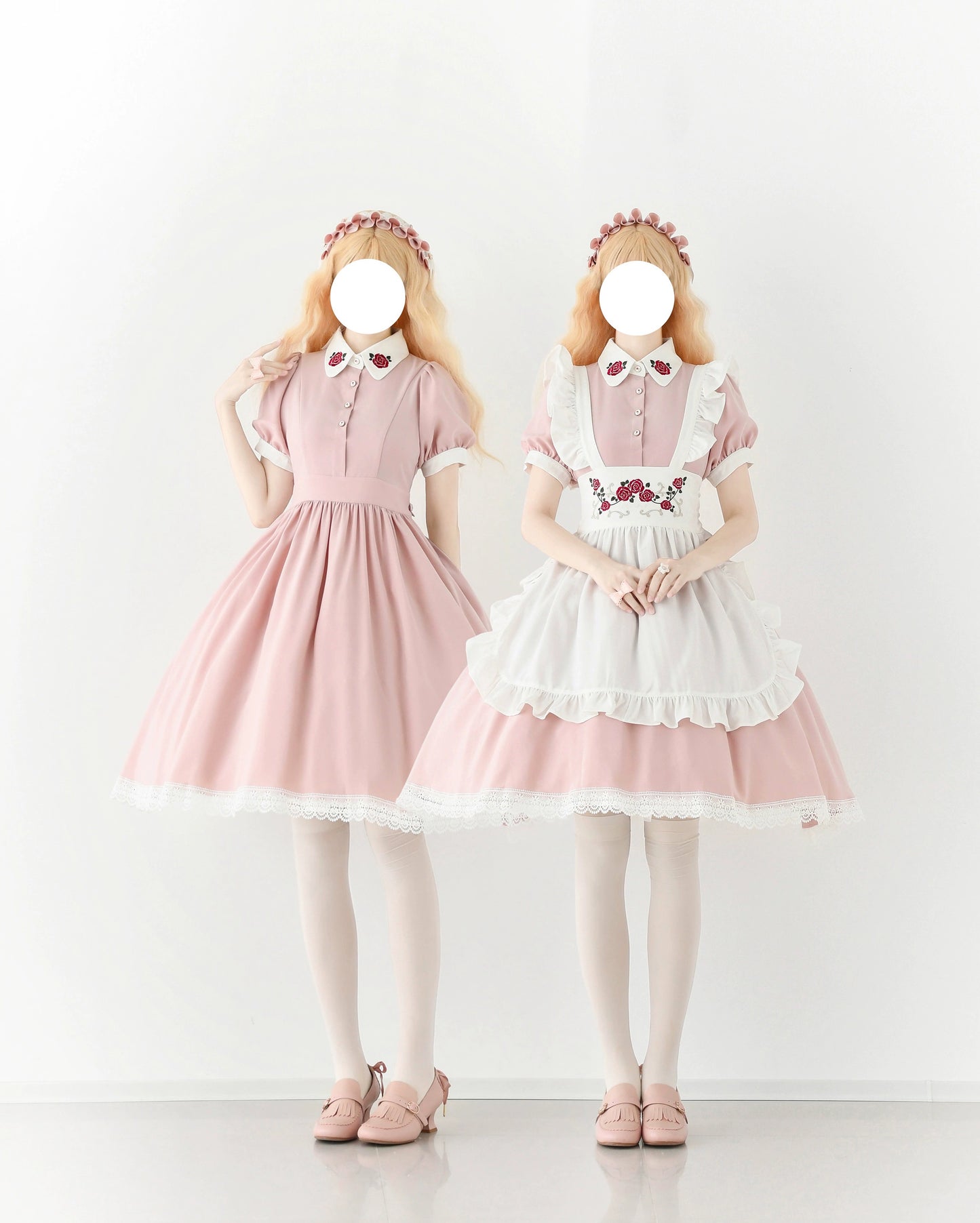 [Pre-orders available until September 3rd] New color of maid-style dress with red rose embroidery and apron