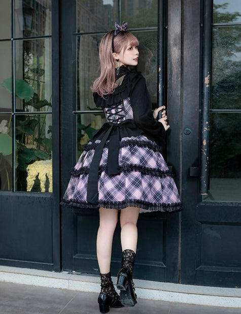Margaret Girl チェックのジャンパースカートセット