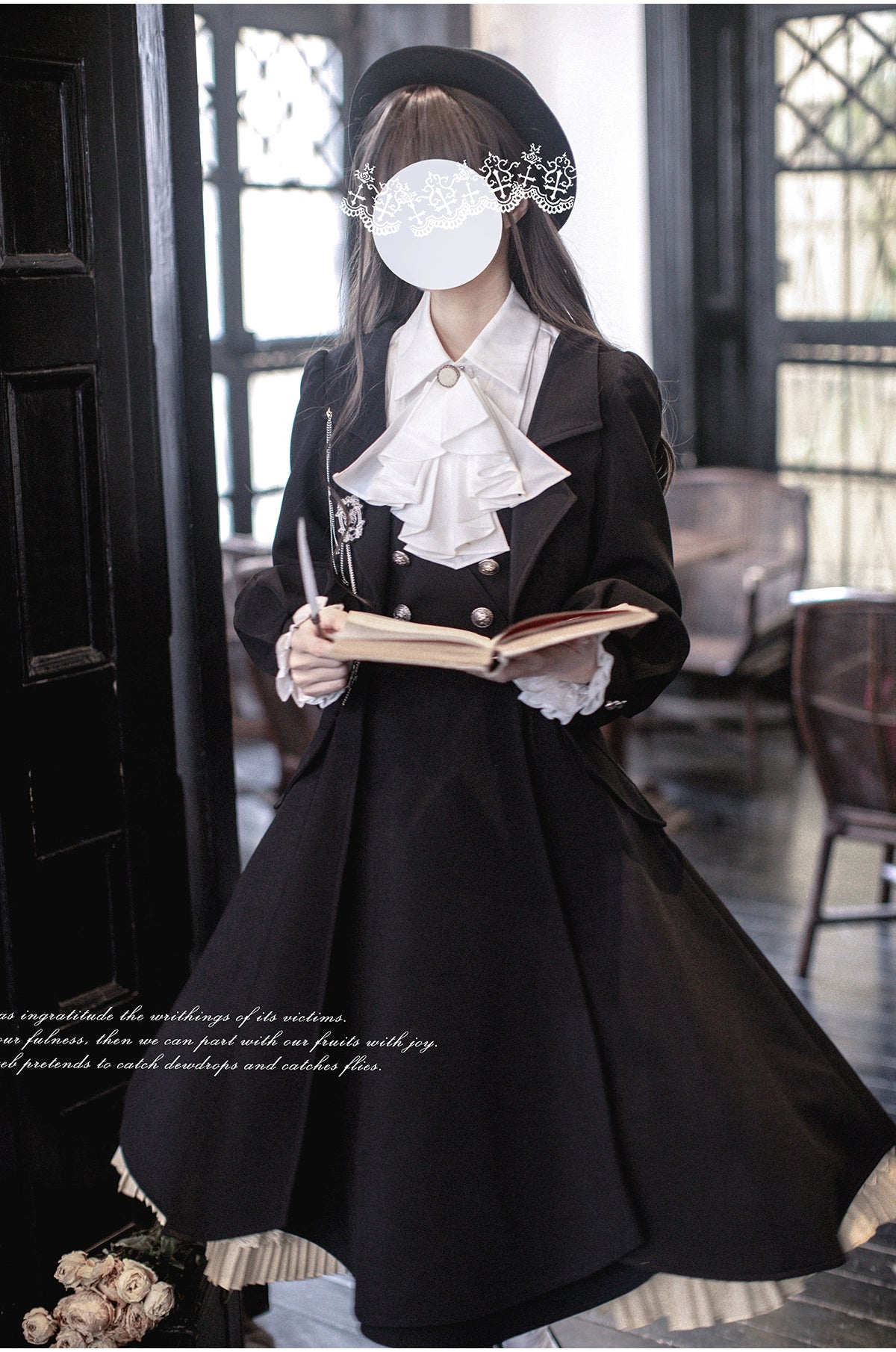 【予約販売】英国風ダブルブレストブラックコート