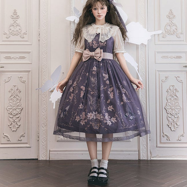 【受注予約11/19まで】Butterfly and Bone プリントジャンパースカート