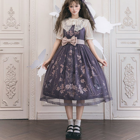 【受注予約11/19まで】Butterfly and Bone プリントジャンパースカート