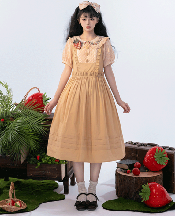 [Pre-orders available until 9/1] Strawberry Field Check x Plain Dress