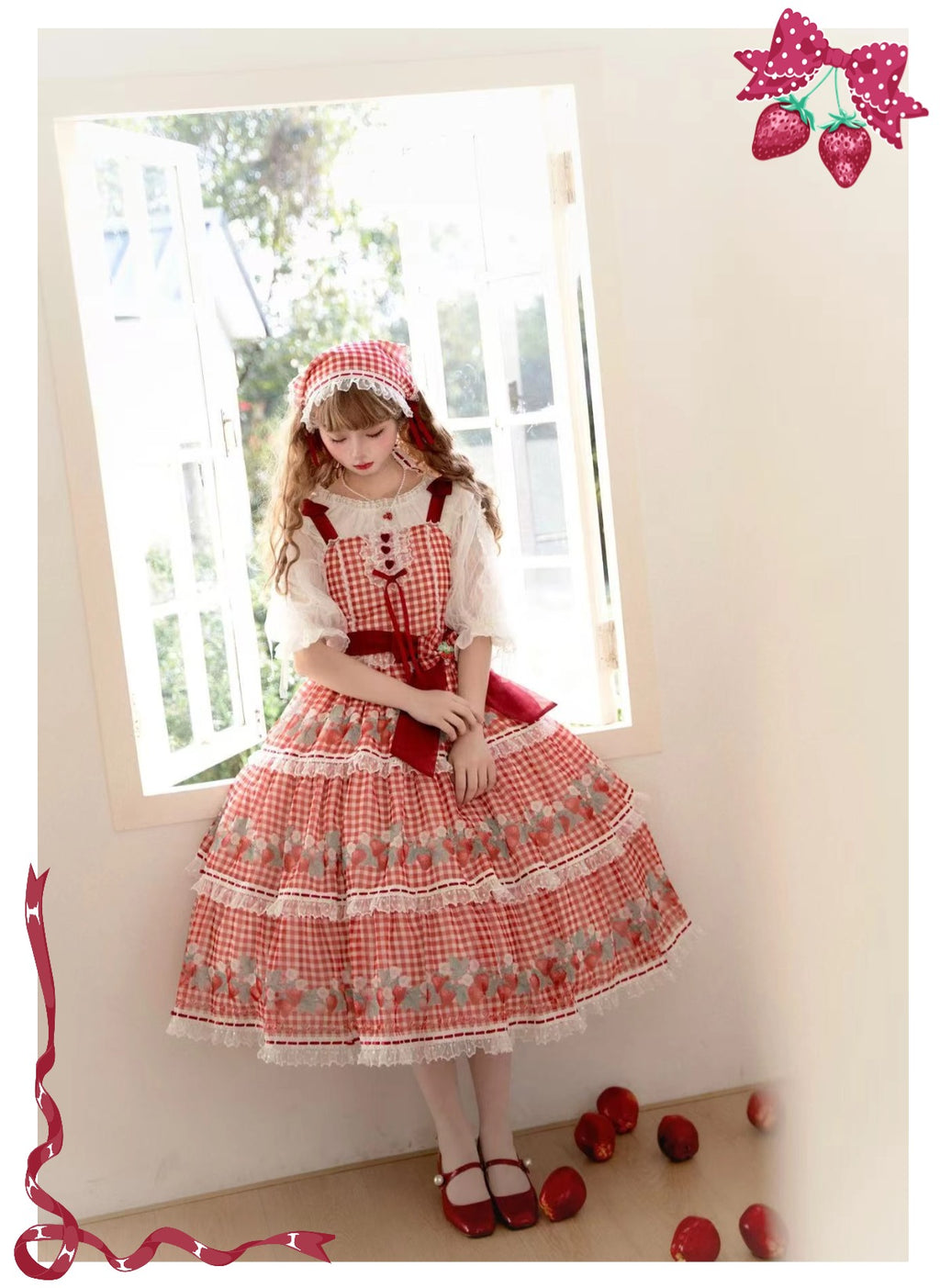 [Pre-orders accepted until 3/5] Have a Picnic, May Strawberry Gingham Check Jumper Skirt