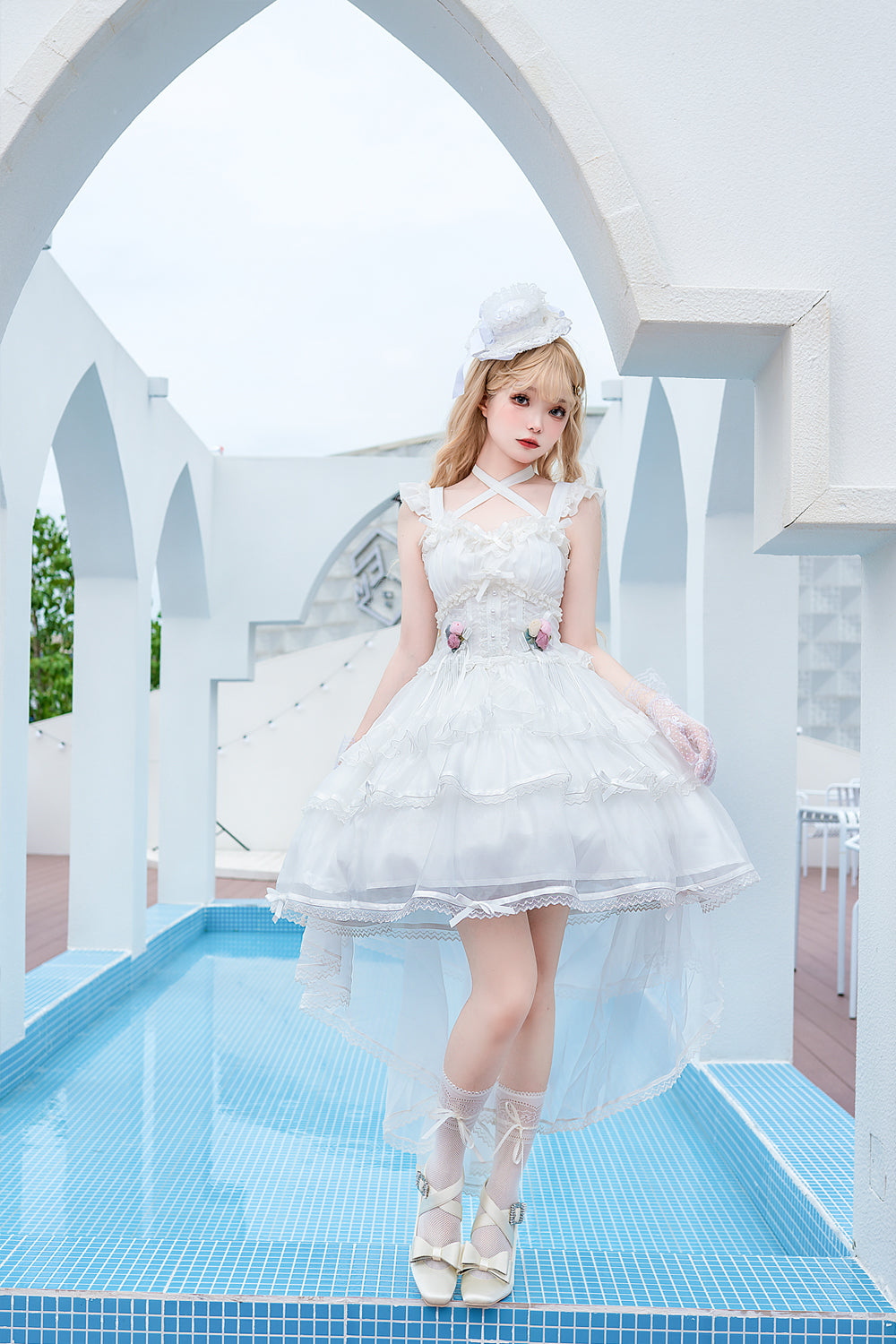 Pink Rose クロスネックジャンパースカート