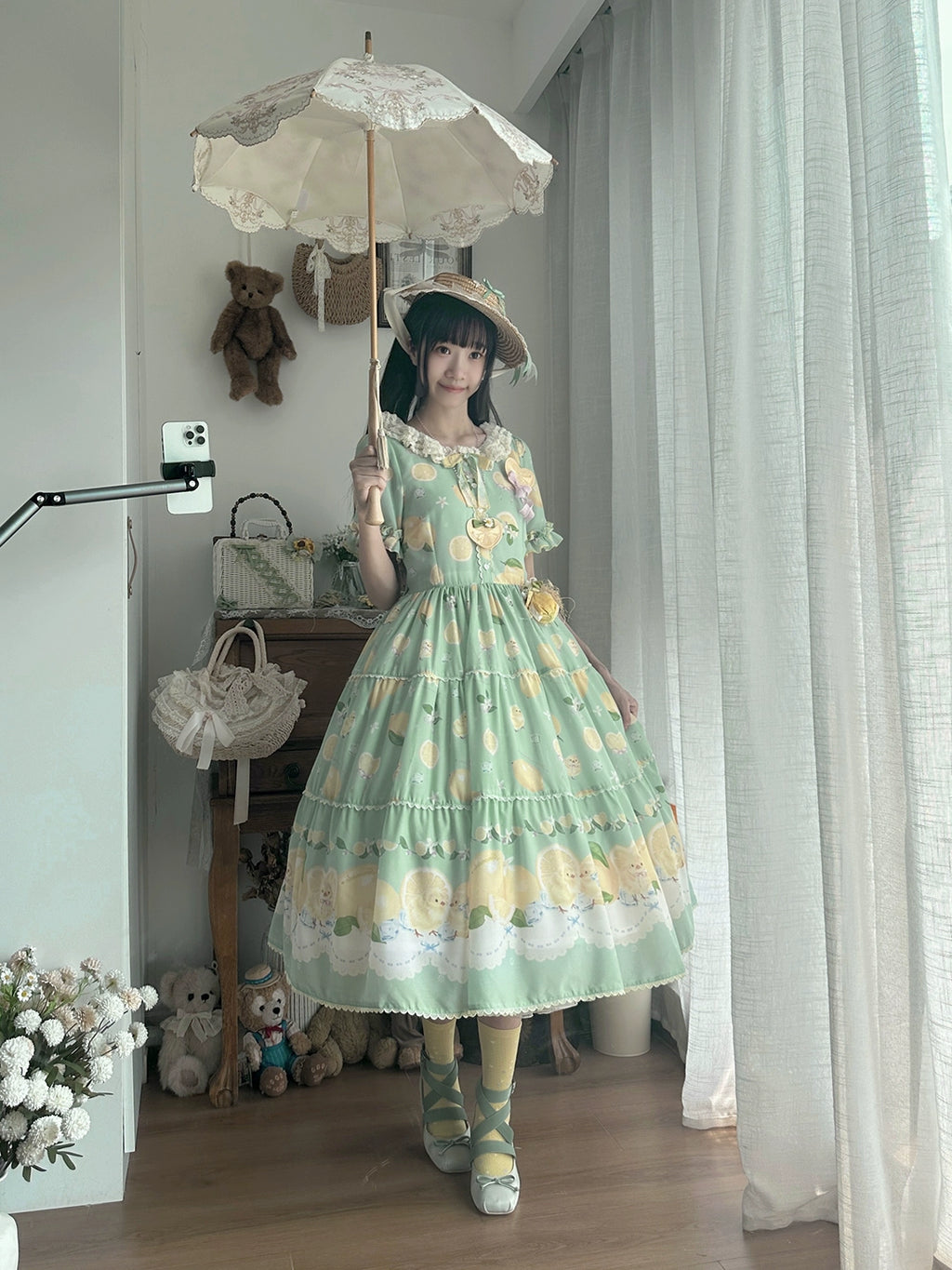 【予約販売】Lemon Sweetie プリント半袖ワンピース・デイリータイプ