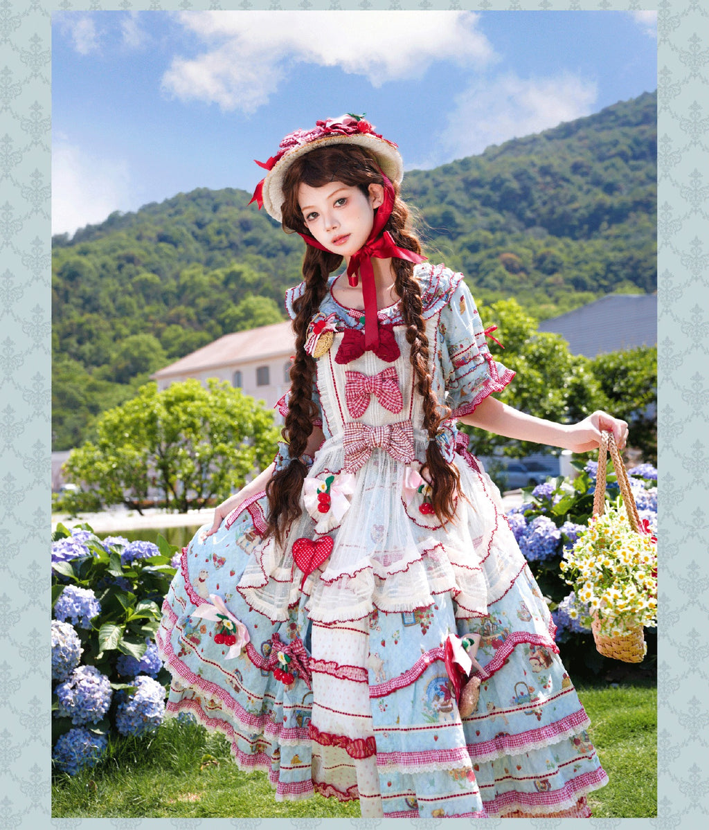 【受注予約6/18まで】いちご摘みの約束 カントリー風ワンピース