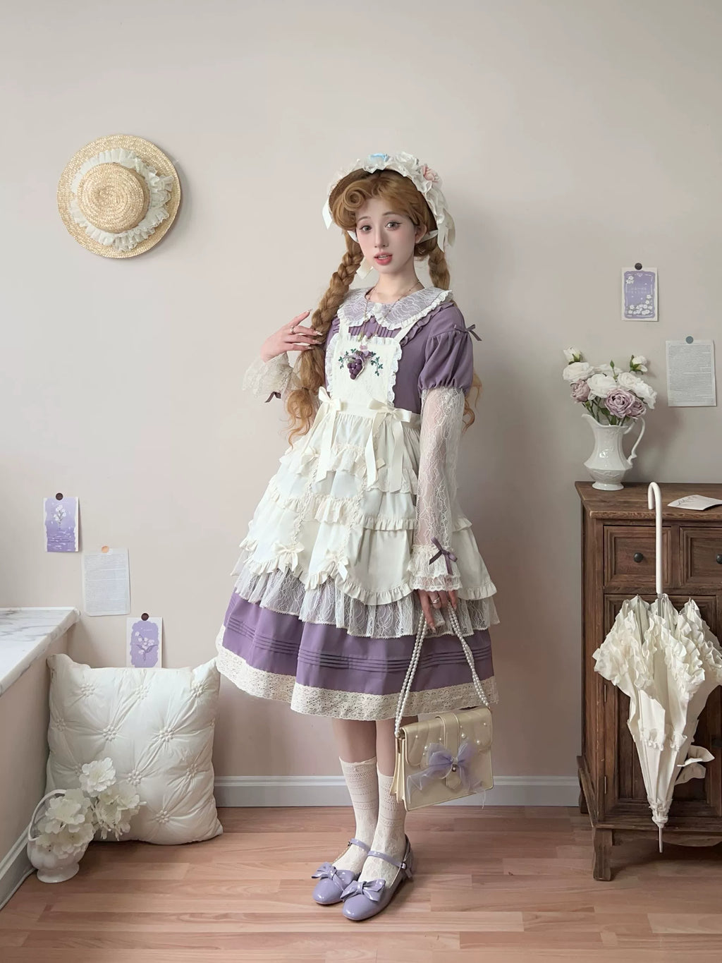 Flower Mist Path レースの半袖ワンピース全4色
