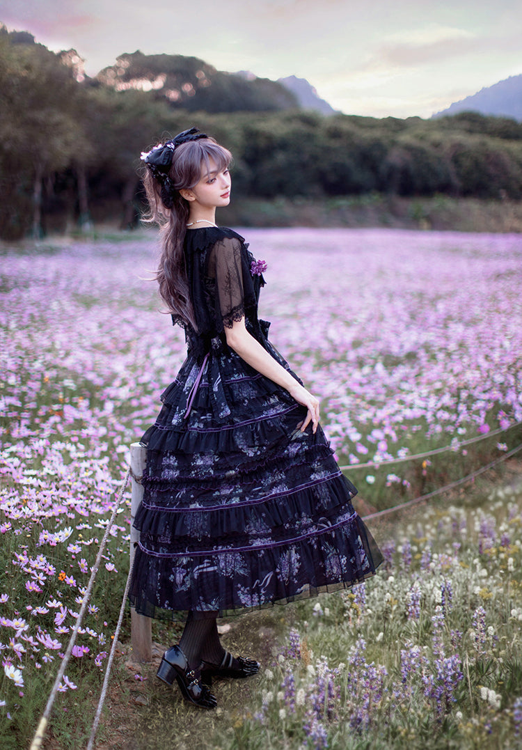 【受注予約3/12まで】The Veil of the Flora ティアードジャンパースカート